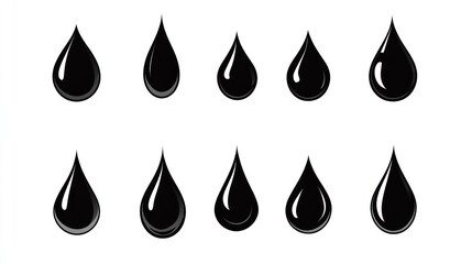 Oil Drops Collection on White Background