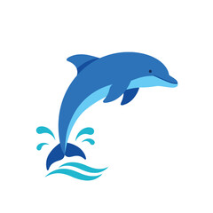 Creative Flat Vector Illustrations of Dolphin: Minimalist, Modern, and Perfect for Pet-Themed Graphics.Charming Flat Vector Dolphin Illustration: Playful, Minimal, and Versatile Cartoon Primate Design