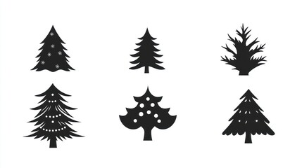 Obraz premium Christmas Tree Silhouettes Collection (1)