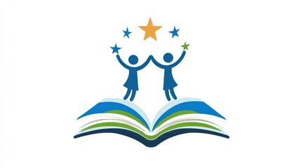 Kids Learning, Open Book, Educational Logo