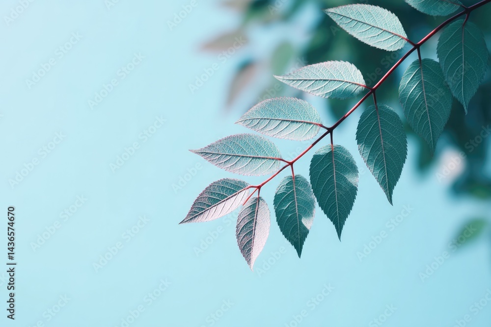 Poster capture minimalistic image of assorted tree leaves against clear sky