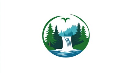 Obraz premium Forest Waterfall Circle Design (2)