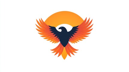 Obraz premium Fierce Eagle Soaring, Sun Background