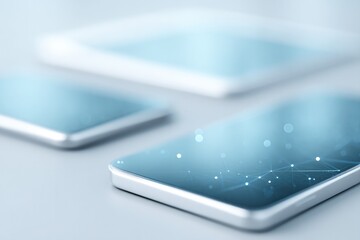 close-up of technological devices showcasing digital connectivity depicting essence of digitally-driven society and