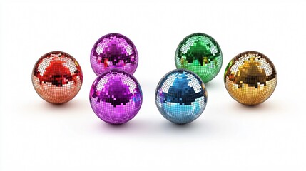Vibrant Colorful Disco Balls with Shimmering Mirrors for Fun Party Decor