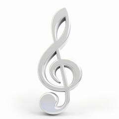 Obraz premium Glossy, metallic treble clef symbol against a white background.