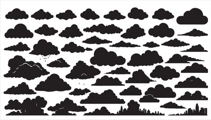 Vector illustration set of black mountain silhouettes