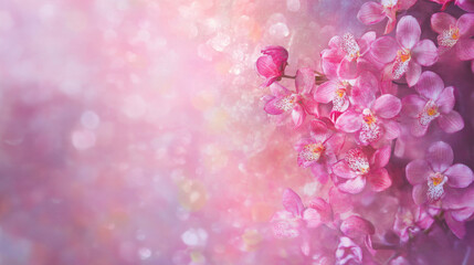 Fototapeta premium pink orchid bouquet on blur bacground.