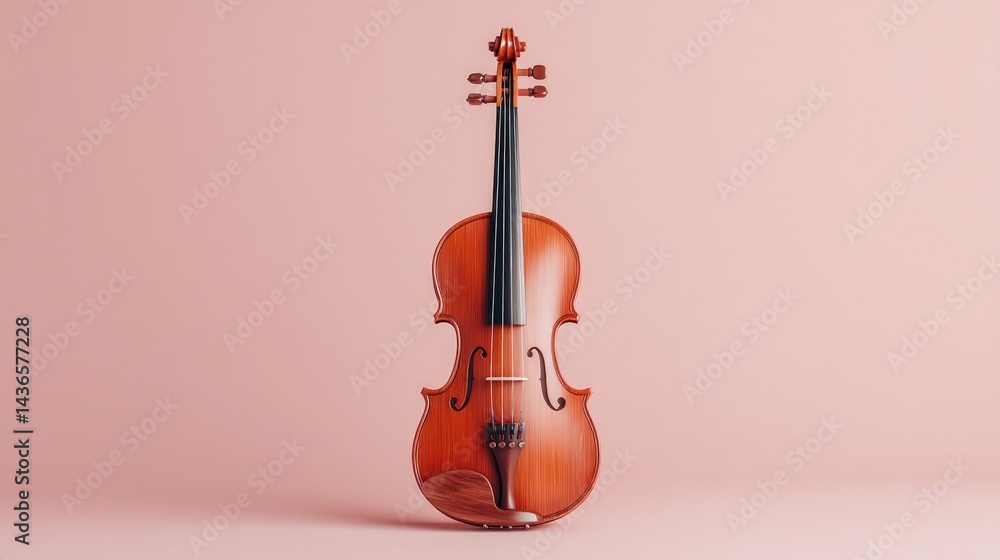Aufkleber minimalistic image of antique violin standing upright on smooth solid color background offering ampl