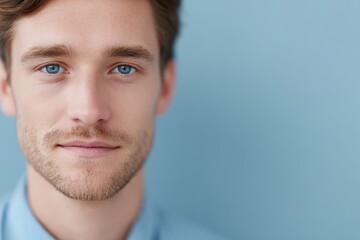 Fototapeta premium portrait of person in modern digital society with blurred background and prominent copy space