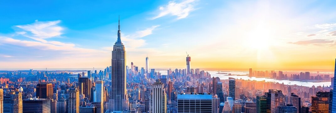 overhead photo of new york city downtown skyline 