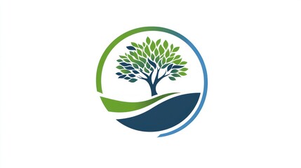 Nature Logo, Circle Design, Green Tree