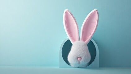 Pastel Easter bunny in a frame