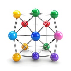 Colorful molecular structure demonstrates a crystalline lattice.