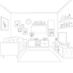 Modern Home Interiors: Minimalist Flat Vector Illustrations for Contemporary Design