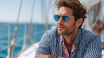 Stylish Man Outdoors—Confident Portrait in Natural Light at the Beach, Pool, and Ocean