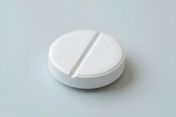 Close-up Macro Shot of a Scored White Tablet for Pharmaceutical Use