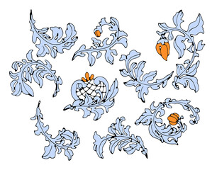  Baroque scrolls as elements of ornament and graphic