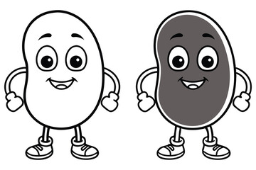 Smiling Bean Cartoon Character Icon Isolated on White Background