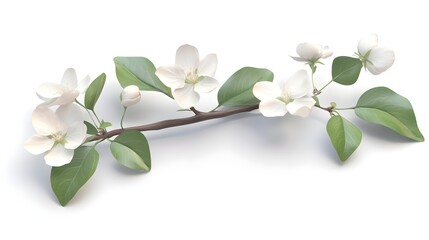 Obraz premium White Apple Blossom Flowers Isolated on White Background