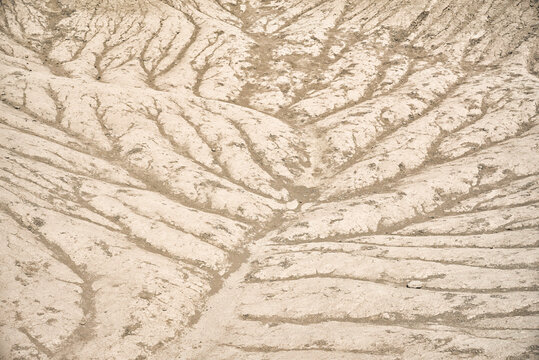 Detail of structures of eroded hills of Komolithi earth pyramids on the island of Crete