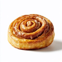 Fototapeta premium Cinnamon roll with glaze on white background