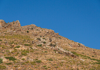Fototapeta premium Mountainous landscape covered with sparse flora in Mediterranean region