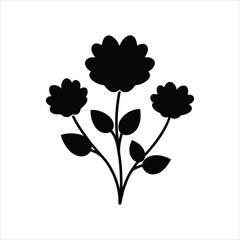 Isolated Floral Silhouette Illustration in Black and White