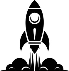 Rocket launch icon, symbolizing growth and innovation.
