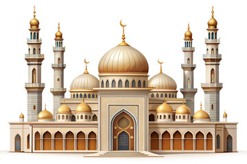 Fototapeta premium Elegant Mosque Illustration Isolated White