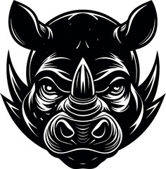 Strong Rhino Face Illustration