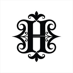  Vintage H Initial Split Monogram Logo Vector Design