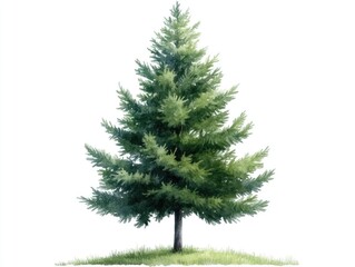 Fototapeta premium Watercolor Spruce Tree Illustration Against White Background