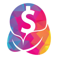 Coin and leaf logo combination. Money and eco symbol or icon.