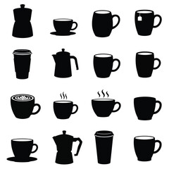 Brewed Elegance: Minimalist Coffee Cup Icon Flat Vector for Modern Designs