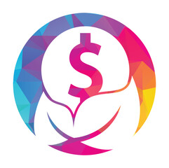 Coin and leaf logo combination. Money and eco symbol or icon.