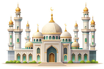 Obraz premium Stunning Mosque Entry Gate White Background