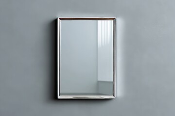 Blank Silver Horizontal Picture Frame on Dark Gray Wall Background – Minimalist Empty Frame Ready for Artwork or Photography