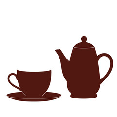 Steeped Serenity: Minimalist Kettle & Tea Cup Icon Flat Vector for Modern Aesthetics