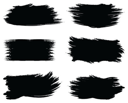 Black set paint, ink brush, brush strokes on a white background