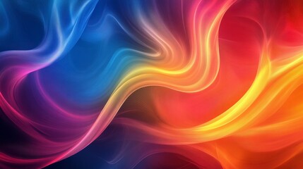 Obraz premium Abstract vibrant swirls of blue, orange, and red colors creating a dynamic, flowing design.