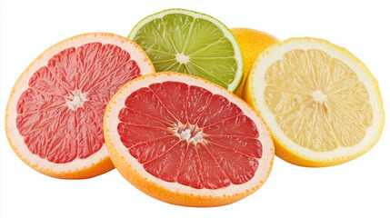 Isolated citrus slices on white background