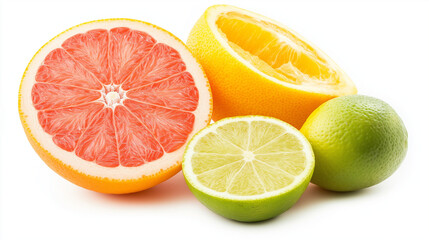 Isolated citrus slices on white background