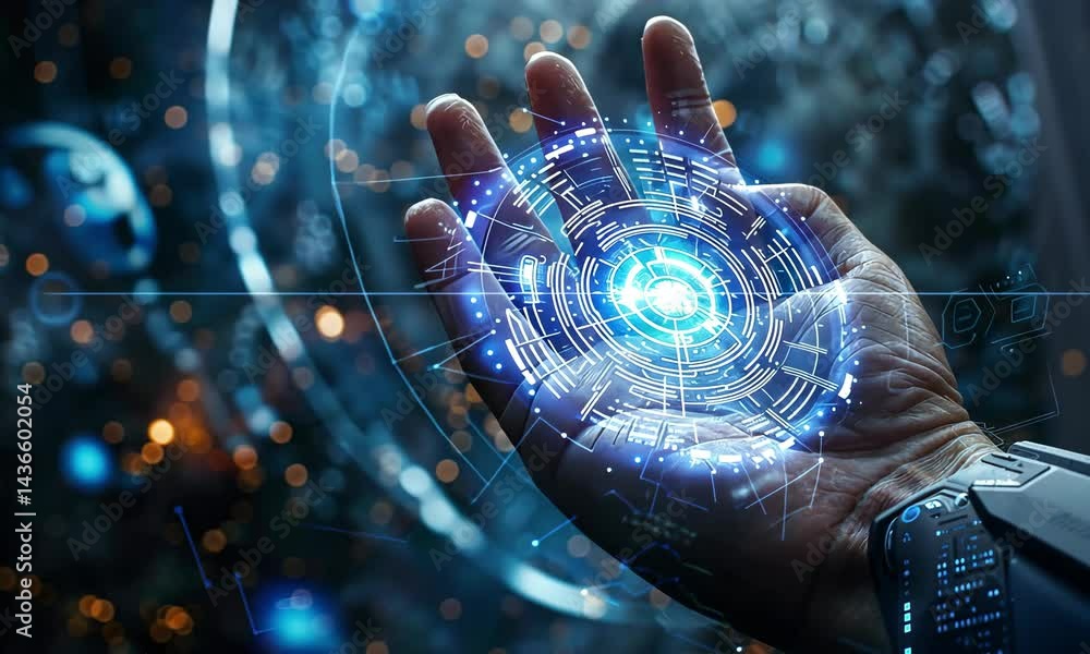 Aufkleber explore gen alpha turbo m technology as it merges human interaction with digital interface in a futu