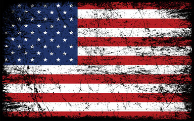 Vintage American Flag with Distressed Grunge Texture effect. Distressed United States Flag Vector. 