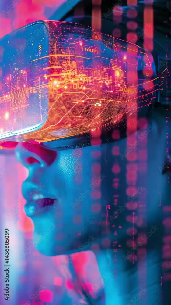 Aufkleber exploring virtual worlds with gen alpha turbo m at a futuristic tech event in vibrant colors