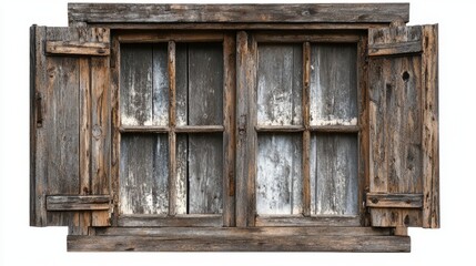 Weathered Wooden Window with Gray and Brown Paint Rustic Vintage Design