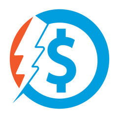 Thunder Money logo vector template. flash dollar logo design icon vector illustration.