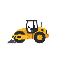 Road roller icon for construction sites and heavy machinery rental services