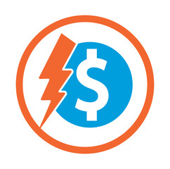 Obraz premium Thunder Money logo vector template. flash dollar logo design icon vector illustration.